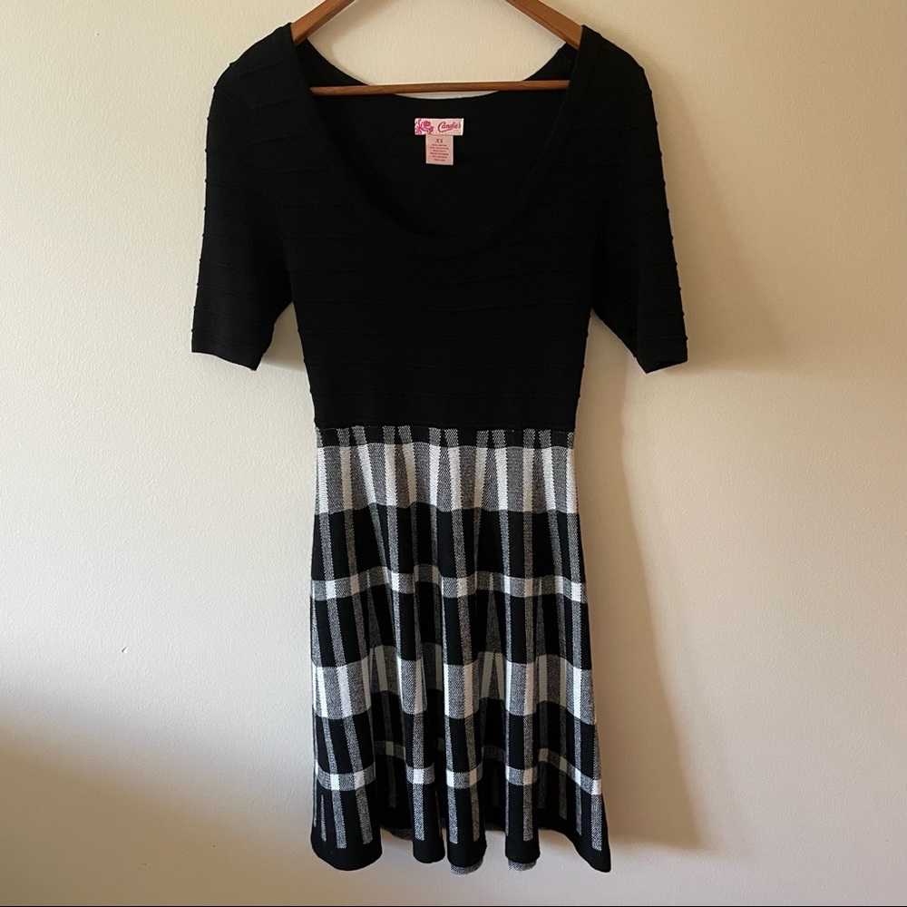 Candie’s Black and White Soft Plaid Dress